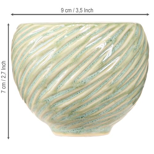 tételeket Kerámia tálak zöld spirál kivitelben Ø9cm H7cm 4db