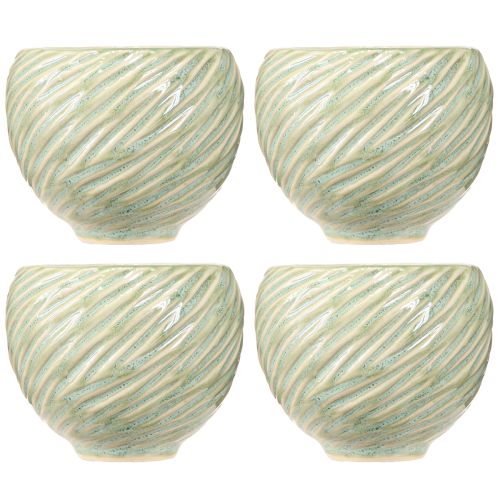 tételeket Kerámia tálak zöld spirál kivitelben Ø9cm H7cm 4db