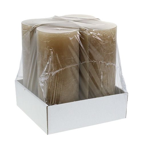 Floristik24 Gyertya világosbarna 85mm x 200mm 4db