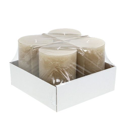 Floristik24 Gyertya világosbarna 85mm x 120mm 4db