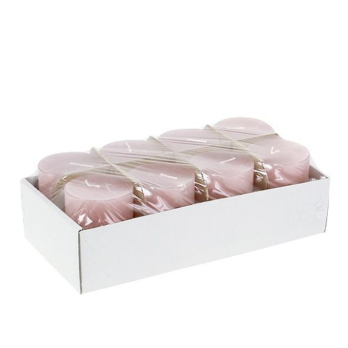 Floristik24 Régi rózsaszín gyertya 60mm x 80mm festve 8db