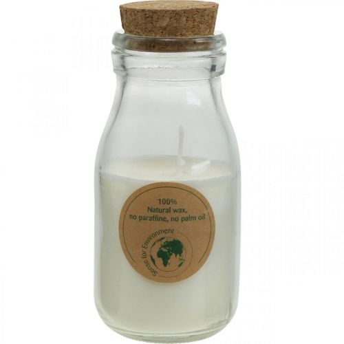 Floristik24 Gyertya üvegben szójaviasz lámpás Szója gyertya fehér H12cm