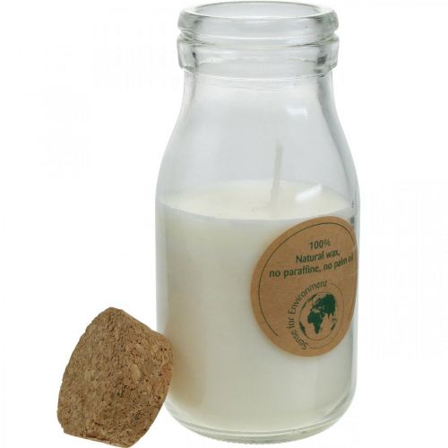 Floristik24 Gyertya üvegben szójaviasz lámpás Szója gyertya fehér H12cm