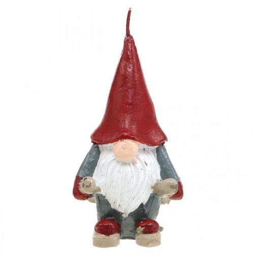 Floristik24 Motívum gyertya Karácsonyi manó, adventi dekoráció, manó síléccel, díszgyertya H12cm