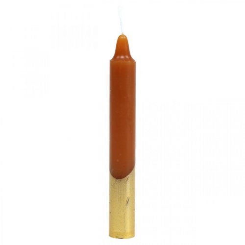 Floristik24 Fa gyertyák piramis gyertyák Ø13×H105mm barna, arany 10db