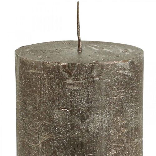 tételeket Modern oszlopgyertyák, 4 darabos szett rézbarna metál színben, Ø70x100mm - Elegáns, egyszínű gyertyák stílusos dekorációhoz