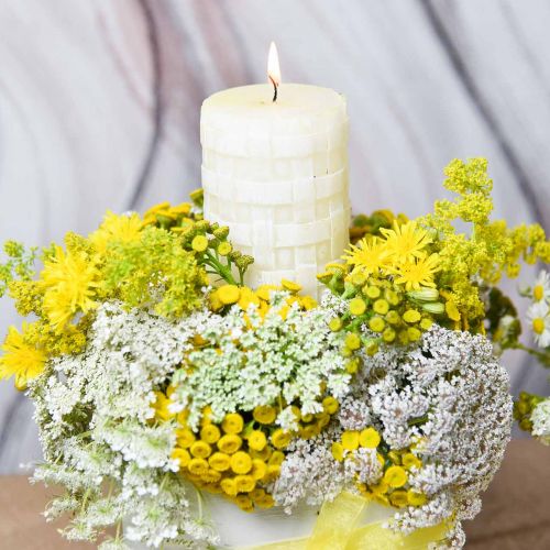 Floristik24 Rusztikus gyertyák, fehér viaszgyertyák, kosármintás oszlopgyertyák 110/65 2db