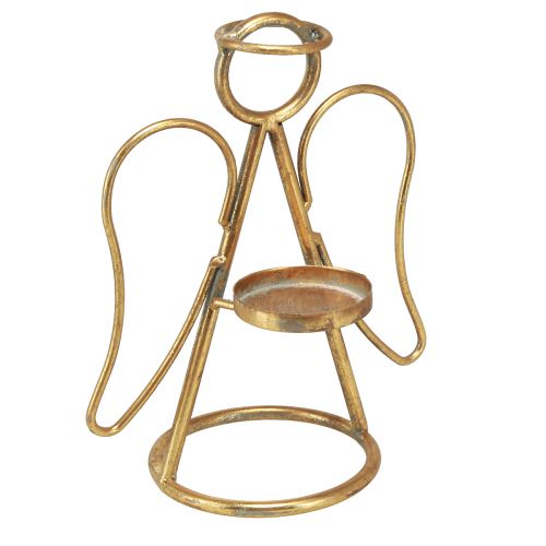 Floristik24 Gyertyatartó angyal tealámpák és oszlopgyertyák arany H26cm