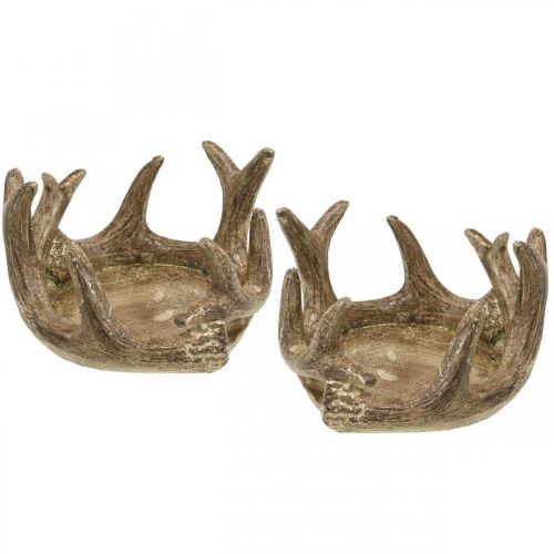 Tealámpa tartó gyertyatartó agancs arany H7cm Ø10cm 2db