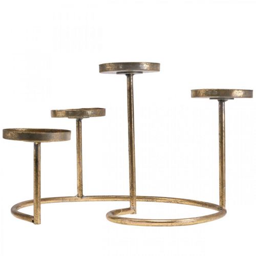 Floristik24 Gyertyatartó Arany tealámpa tartó Vintage 4 lángos Ø28cm