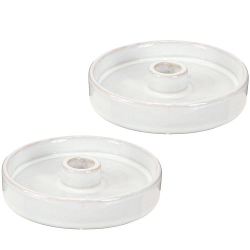 tételeket Kerámia fehér gyertyatartó – Modern gyertyatartó kúpos gyertyatartókhoz Ø13cm 2 db