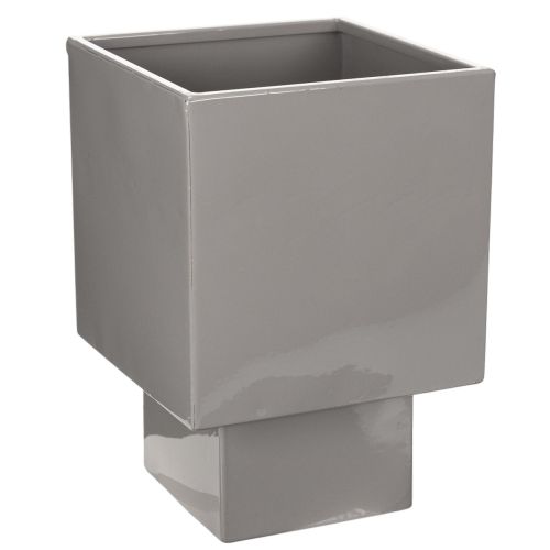 Szürke kocka alakú virágcserép talppal, modern dekorációhoz, 22 cm