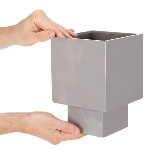 Szürke kocka alakú virágcserép talppal, modern dekorációhoz, 22 cm | Floristik24.hu