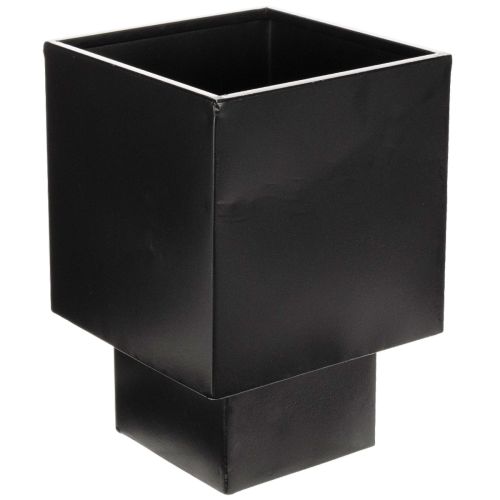 Fekete kocka alakú virágcserép talppal, modern, 22 cm vétel | Floristik24.hu