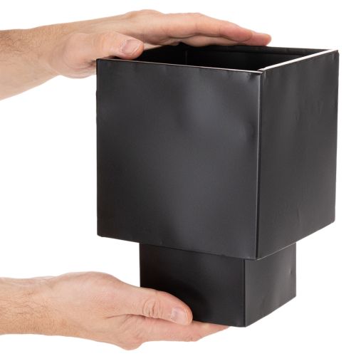 Fekete kocka alakú virágcserép talppal, modern, 22 cm | Floristik24.hu