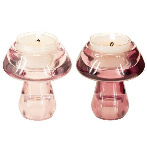 tételeket Mécsestartó gomba alakú mécsestartó üveg bogyós gyümölcs Ø6.5cm M7cm 2db