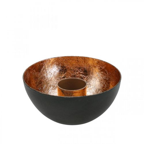 Floristik24 Gyertyatartó fekete, bronz gyertya díszítés Ø7,5cm H3,5cm