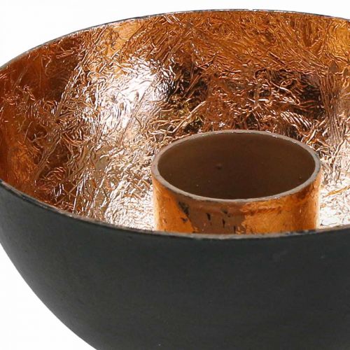 Floristik24 Gyertyatartó fekete, bronz gyertya díszítés Ø7,5cm H3,5cm