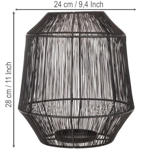 Fekete gyertyatartó, díszes lámpás, drótkosár, Ø24cm, M28cm | Floristik24.hu