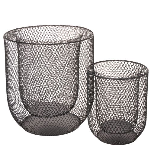 Fekete fém drótkosár gyertyatartó, Ø28,5/18cm, 2 db-os szett vétel | Floristik24.hu