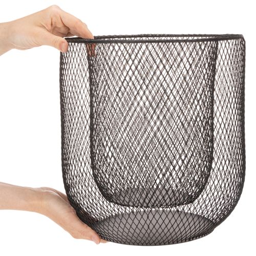 Fekete fém drótkosár gyertyatartó, Ø28,5/18cm, 2 db-os szett | Floristik24.hu
