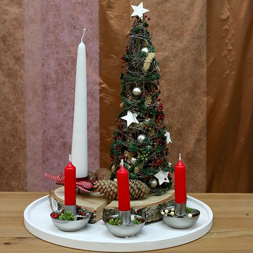 Floristik24 Gyertyatartó kúpos gyertyához ezüst Ø8cm H5cm