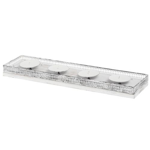 Floristik24 Gyertyatartó fehér gyertyatartó fém fa 60x15x5cm