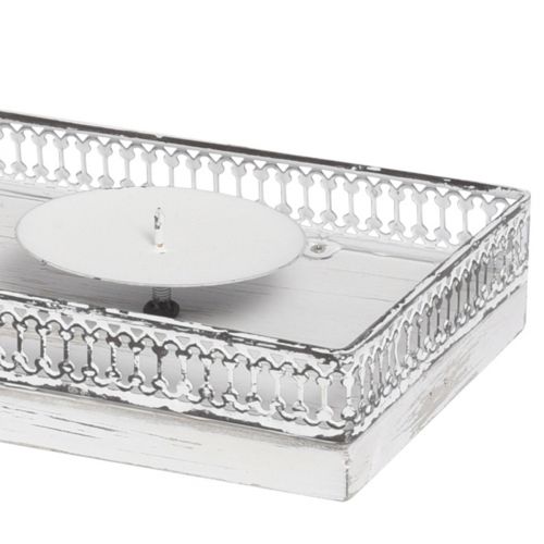 tételeket Gyertyatartó fehér gyertyatartó fém fa 60x15x5cm