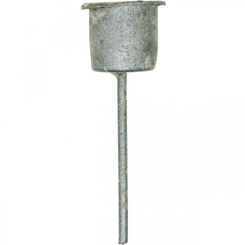 Floristik24 Plug-in gyertyatartó Shabby Chic szürke Ø3cm H8,5cm 8 db