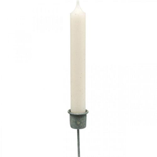 Floristik24 Plug-in gyertyatartó Shabby Chic szürke Ø3cm H8,5cm 8 db