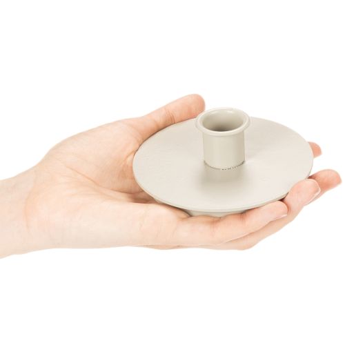 Kerek, krémszínű gyertyatartók kúpos gyertyákhoz, asztaldísz, 10 cm, 2 darab | Floristik24.hu