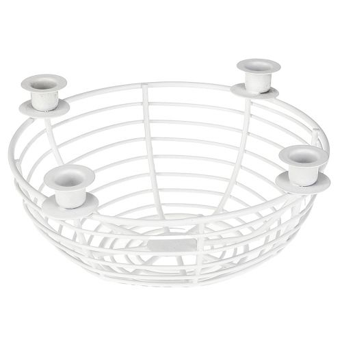 tételeket Gyertyatartó fehér dekoratív fémtálban Ø14cm H7cm