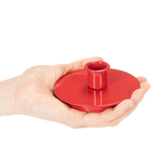 Kompakt piros fém gyertyatartók 10 cm-es kúpos gyertyákhoz, 2 darab | Floristik24.hu