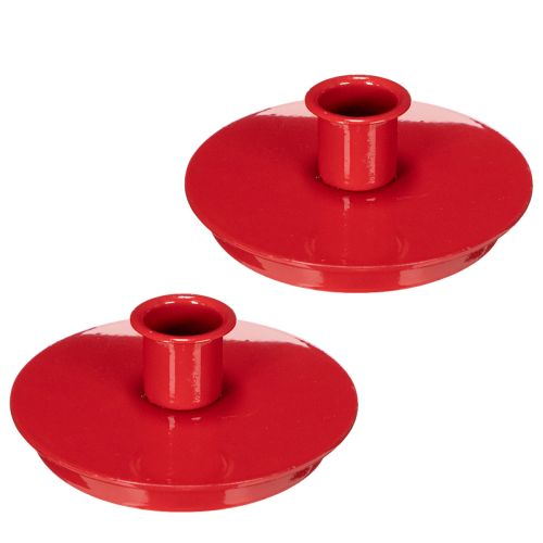Kompakt piros fém gyertyatartók 10 cm-es kúpos gyertyákhoz, 2 darab | Floristik24.hu