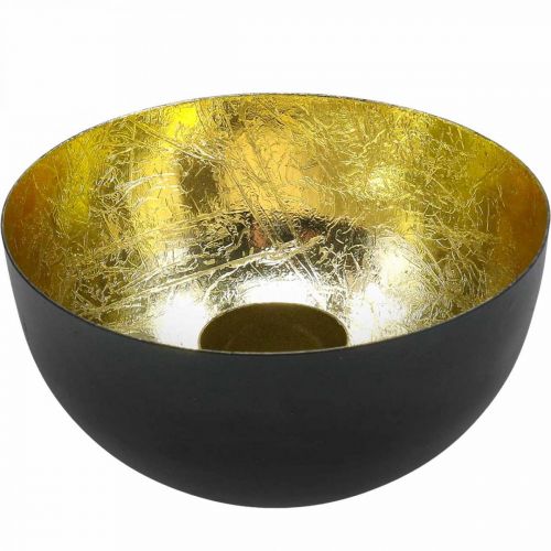 Floristik24 Gyertyatartó Black Gold karácsonyi dekoráció Ø13cm H6,5cm