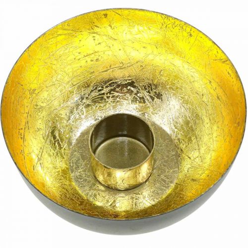 Floristik24 Gyertyatartó Black Gold karácsonyi dekoráció Ø13cm H6,5cm