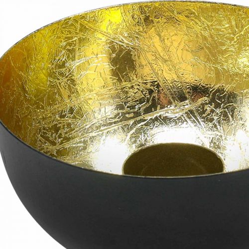 Floristik24 Gyertyatartó Black Gold karácsonyi dekoráció Ø13cm H6,5cm