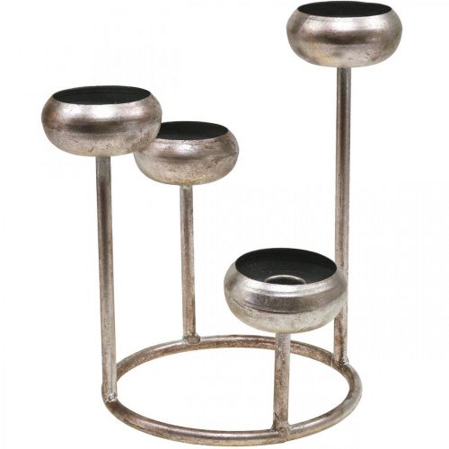 Floristik24 Gyertyatartó antik gyertyatartó ezüst 4 lángos Ø19cm