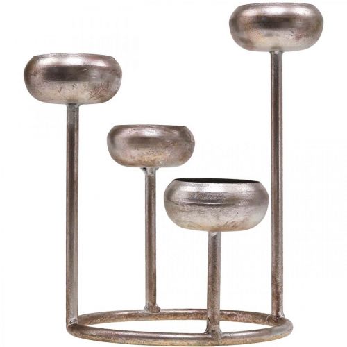 Floristik24 Gyertyatartó antik gyertyatartó ezüst 4 lángos Ø19cm