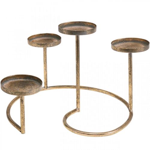 Floristik24 Gyertyatartó Arany tealámpa tartó Vintage 4 lángos Ø28cm