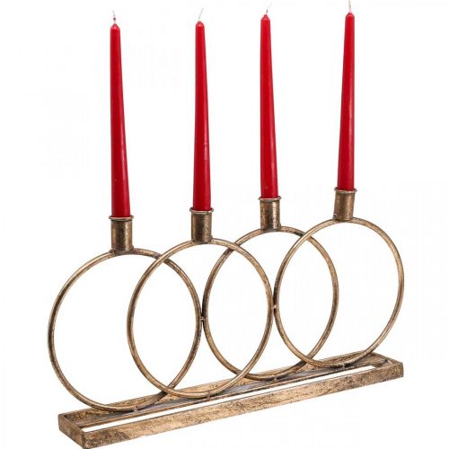Floristik24 Gyertyatartó rúd gyertyatartó vintage 4 lángos arany L45cm