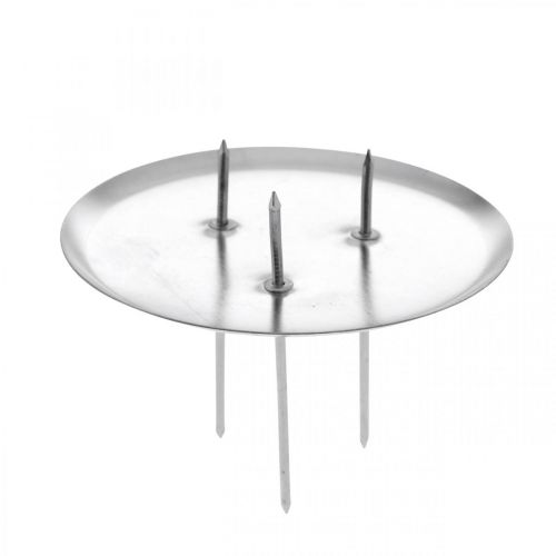 Gyertyatartó adventi koszorúhoz, karácsonyhoz, ragasztós gyertya dekoráció ezüst Ø8cm 4db