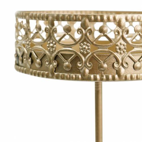 tételeket Filigrán gyertyatartó arany Ø6,4cm H12,5cm 4 db antik megjelenés