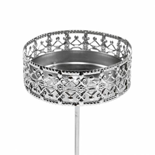 Floristik24 Virágos gyertyatartók ezüst Ø7,4cm H12,5cm antik megjelenésű konnektorba való csatlakoztatáshoz 4 db