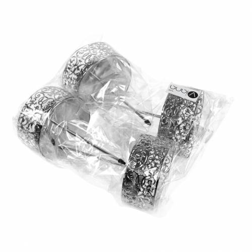 tételeket Virágos gyertyatartók ezüst csatlakoztatáshoz Ø8,8cm H13,7cm 4 darab antik megjelenés