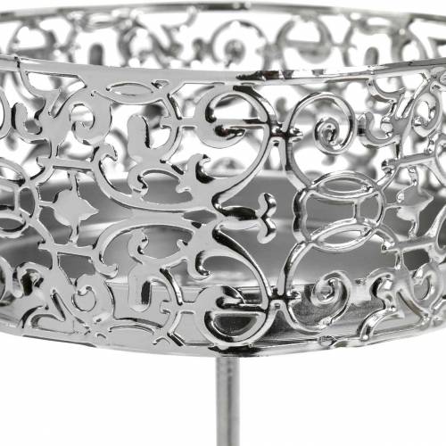 tételeket Virágos gyertyatartók ezüst csatlakoztatáshoz Ø8,8cm H13,7cm 4 darab antik megjelenés