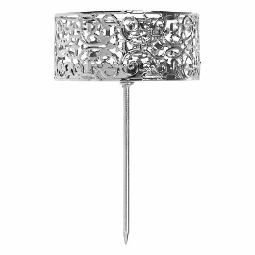 tételeket Virágos gyertyatartók ezüst csatlakoztatáshoz Ø8,8cm H13,7cm 4 darab antik megjelenés