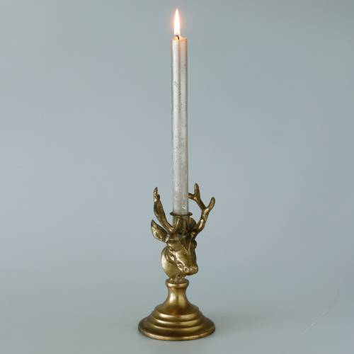 Floristik24 Gyertyatartó antik megjelenésű szarvasfej arany fém 19,5cm