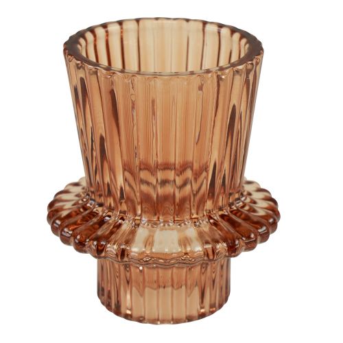 tételeket Gyertyatartó üveg gyertyatartó szürke barna H6,5cm 2db