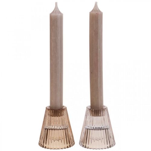 Floristik24 Gyertyatartó üveg Rúd gyertyatartó üveg Ø5,5cm H6,5cm 2db